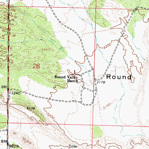 Topographic Map of Round Valley Ranch, AZ
