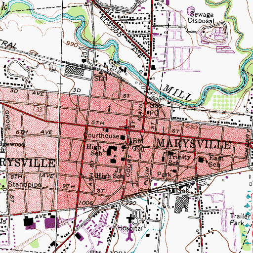 Topographic Map of First Presbyterian Church, OH