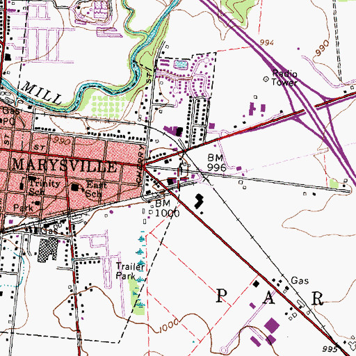 Topographic Map of Five Points Shopping Center, OH