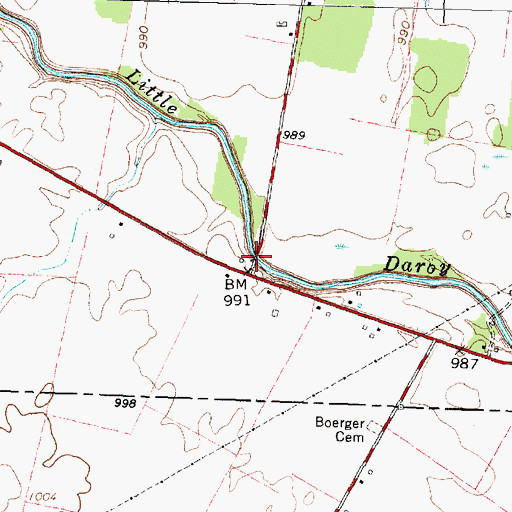Topographic Map of Little Darby Bridge, OH