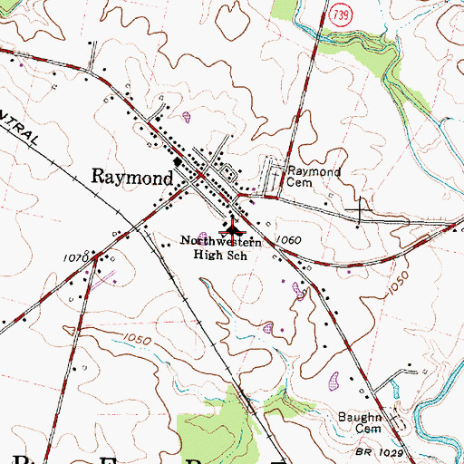 Topographic Map of Raymond Elementary School, OH