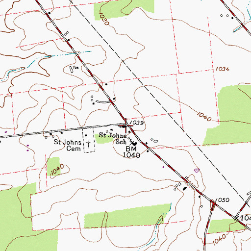 Topographic Map of Saint Johns Church, OH
