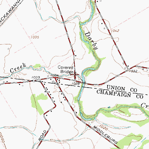 Topographic Map of Spain Creek Bridge, OH