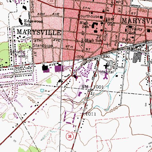 Topographic Map of Stocksdale Shopping Center, OH