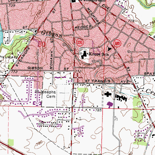 Topographic Map of Betty Jane Rehabilitation Center, OH