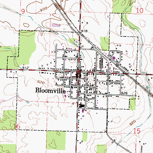 Topographic Map of Bliss Memorial Public Library, OH