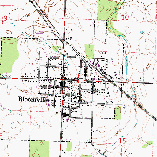 Topographic Map of Bloomville United Methodist Church, OH