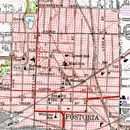 Topographic Map of Emerson Junior High School, OH
