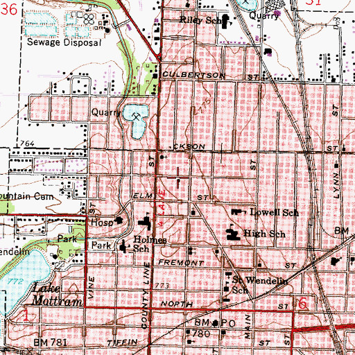 Topographic Map of Faith Tabernacle Pentecostal Church of God, OH