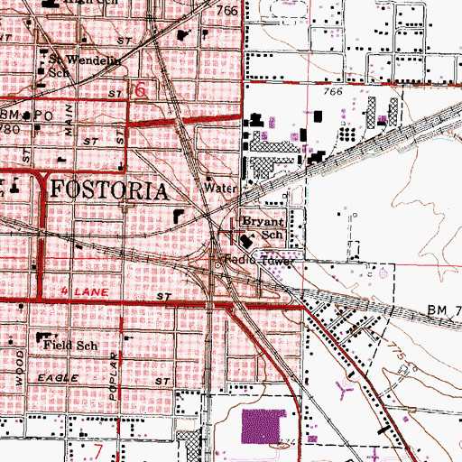 Topographic Map of Fostoria Church of the Brethren, OH