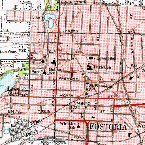 Topographic Map of High Street United Methodist Church, OH