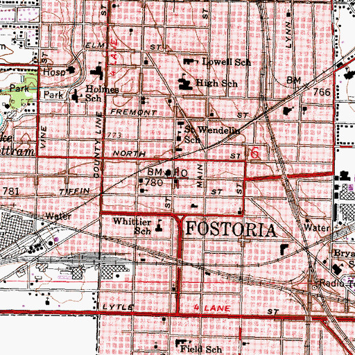 Topographic Map of Hope Lutheran Church, OH