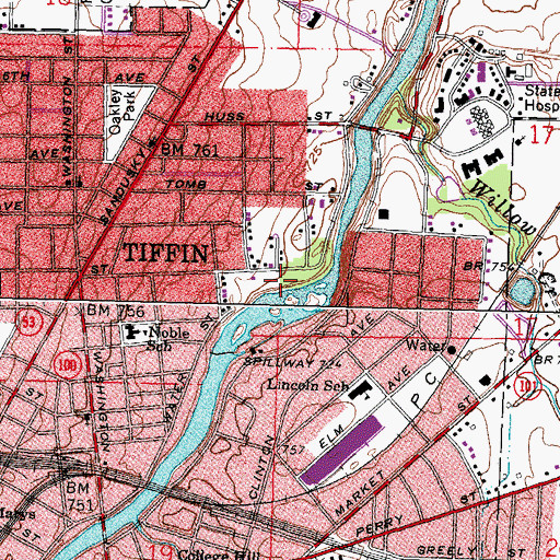 Topographic Map of Nature Trails Park, OH