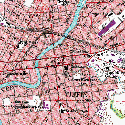 Topographic Map of Old Trinity Episcopal Church, OH