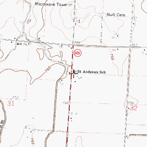 Topographic Map of Saint Andrews Catholic Church, OH
