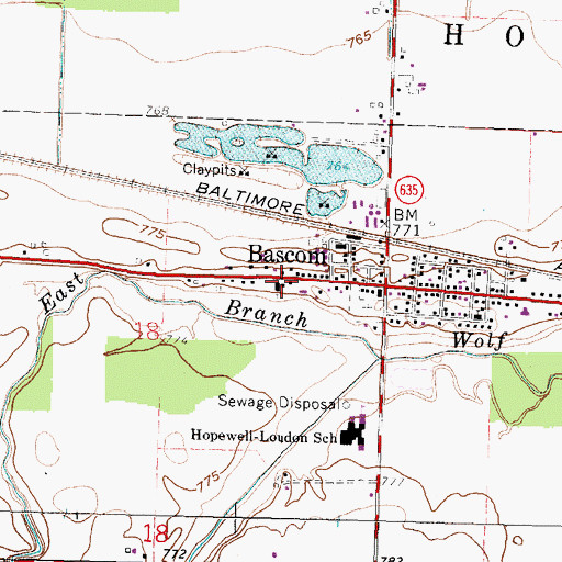 Topographic Map of Saint Patricks Catholic Church, OH