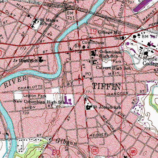 Topographic Map of Washington Street United Methodist Church, OH