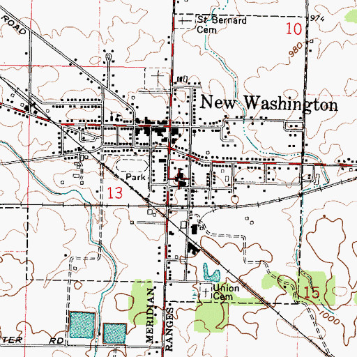 Topographic Map of Buckeye Central High School, OH