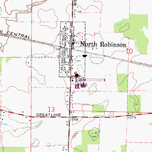 Topographic Map of Colonel Crawford Intermediate School, OH