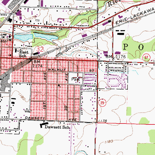 Topographic Map of Eastside Park, OH