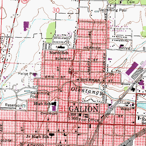 Topographic Map of Galion Christian School, OH