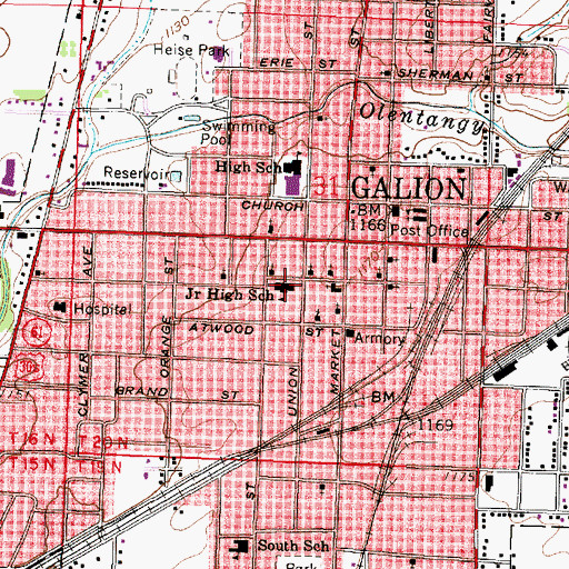 Topographic Map of Galion Middle School, OH