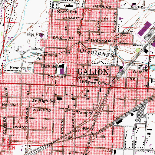 Topographic Map of Galion Public Library, OH