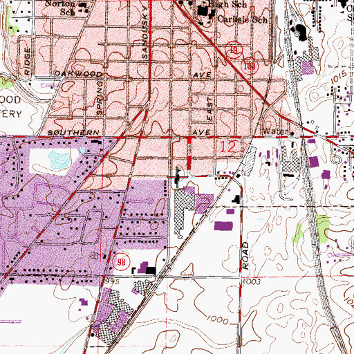 Topographic Map of Kilbourne Elementary School, OH