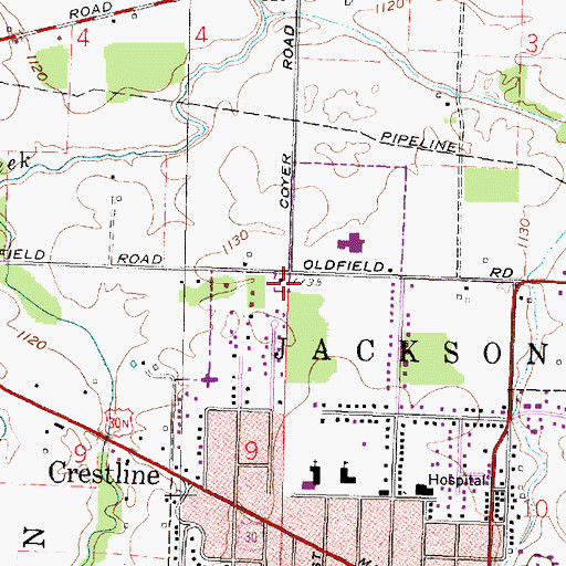 Topographic Map of School Number 1 (historical), OH