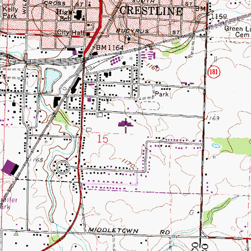 Topographic Map of Southeast Elementary School, OH