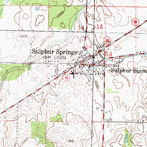 Topographic Map of Sulphur Springs Elementary School, OH