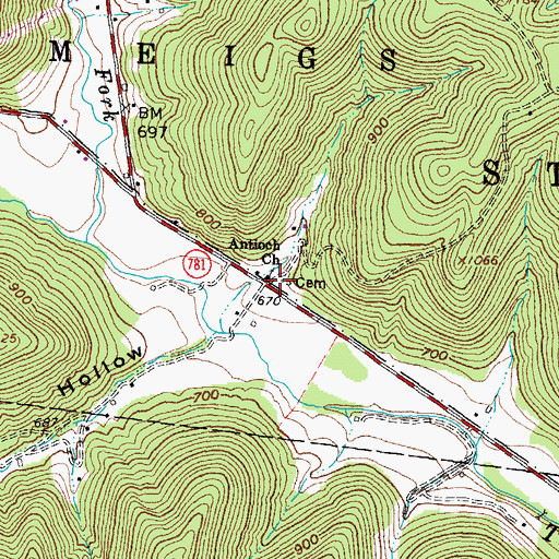 Topographic Map of Antioch School (historical), OH