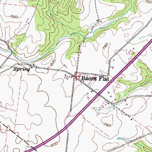 Topographic Map of Bacon Flat School (historical), OH