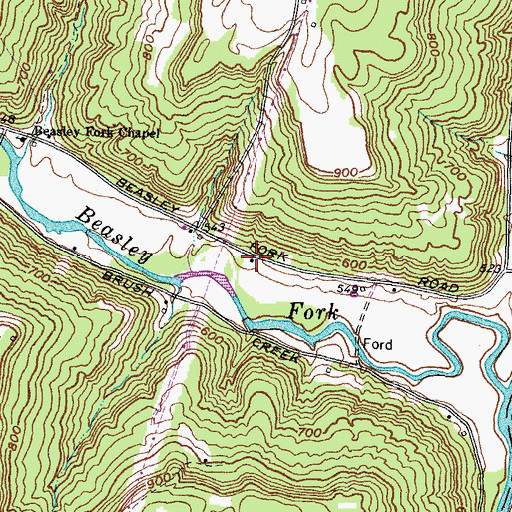 Topographic Map of Beasley Fork School (historical), OH