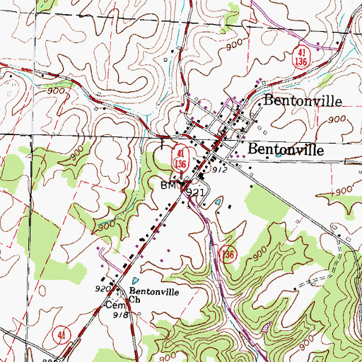 Topographic Map of Bentonville Elementary School, OH