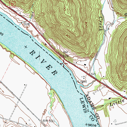 Topographic Map of Bradfords Landing, OH