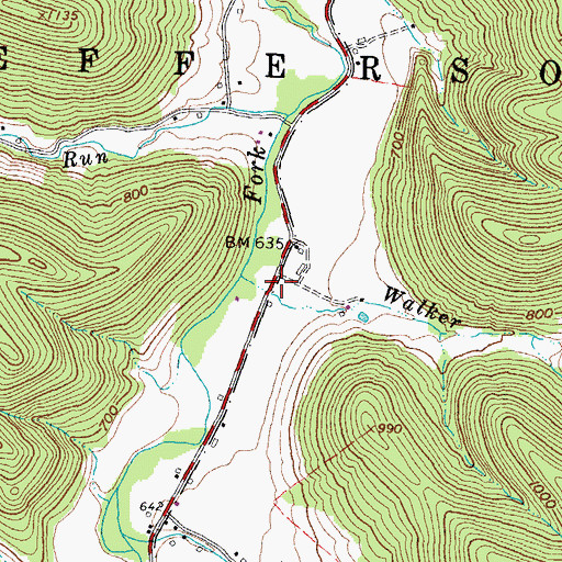 Topographic Map of Caraway School (historical), OH
