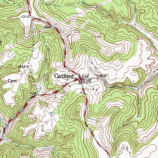 Topographic Map of Catbird School (historical), OH