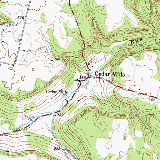 Topographic Map of Cedar Mills Elementary School, OH