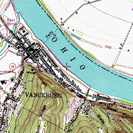 Topographic Map of Ewings Landing, OH