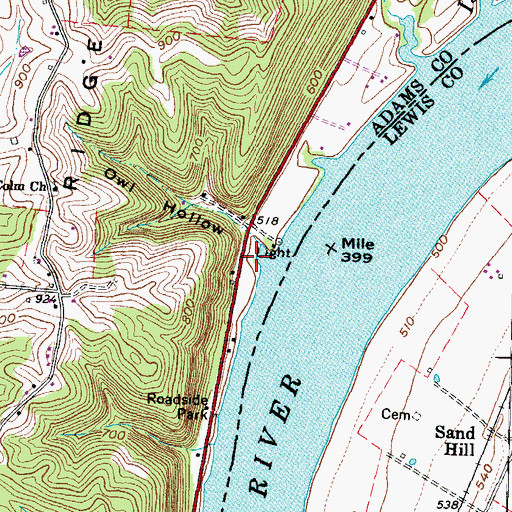 Topographic Map of Kemmeters Landing, OH