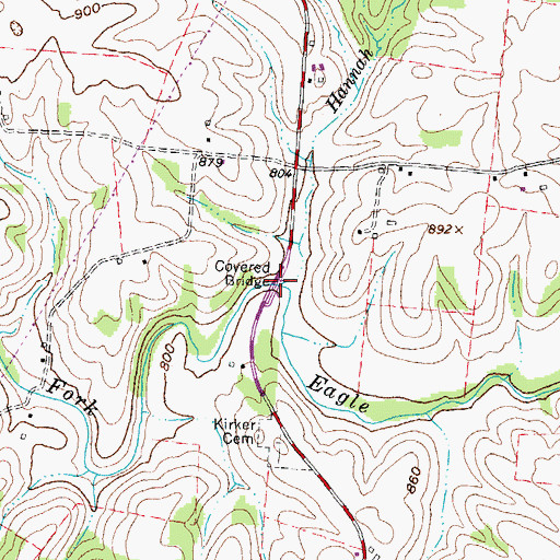 Topographic Map of Kirker Bridge, OH