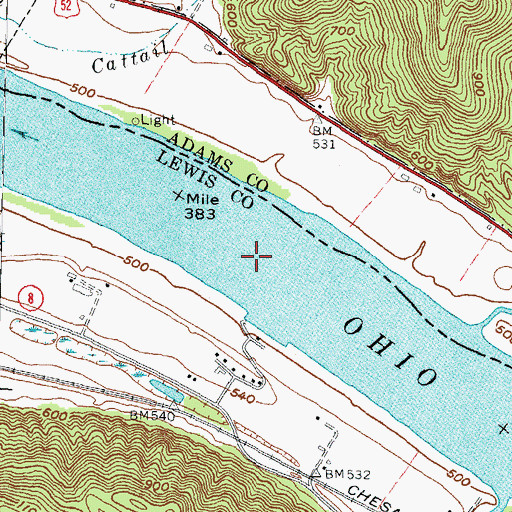 Topographic Map of Lock and Dam Number 32 (historical), OH