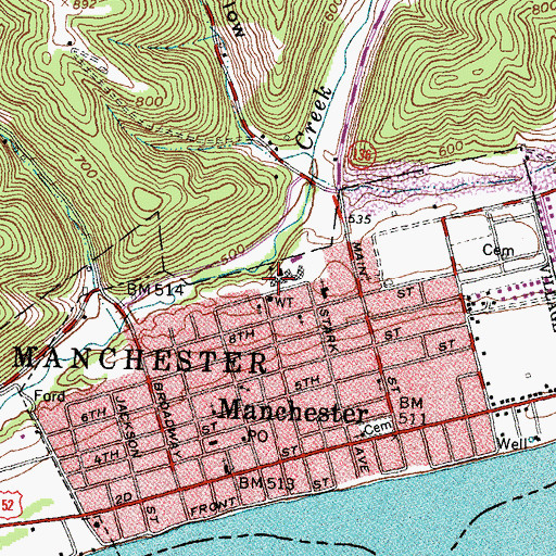 Topographic Map of Manchester High School, OH