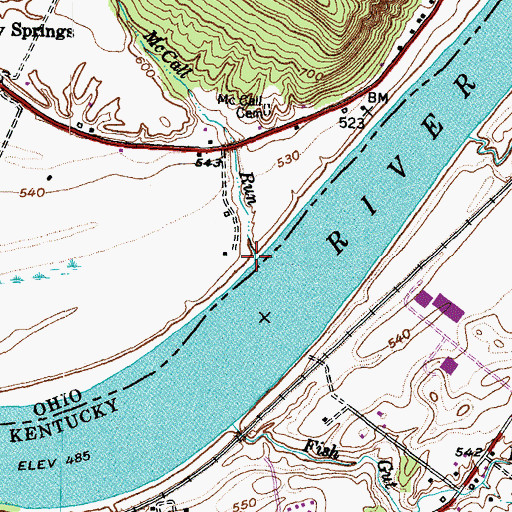 Topographic Map of McCall Run, OH