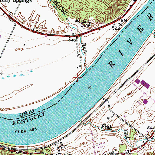 Topographic Map of McCalls Landing, OH