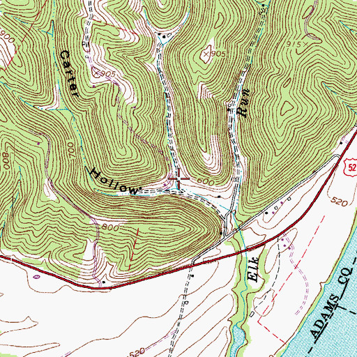 Topographic Map of Opossum Hollow, OH