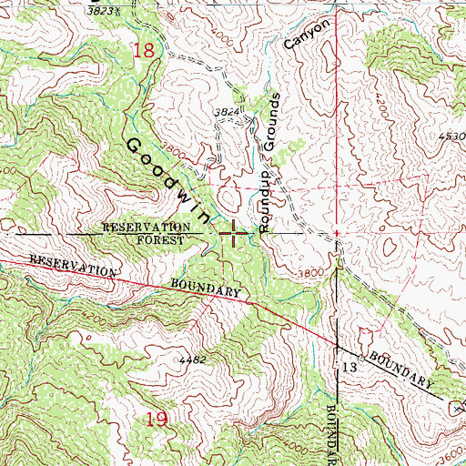 Topographic Map of Roundup Grounds Canyon, AZ