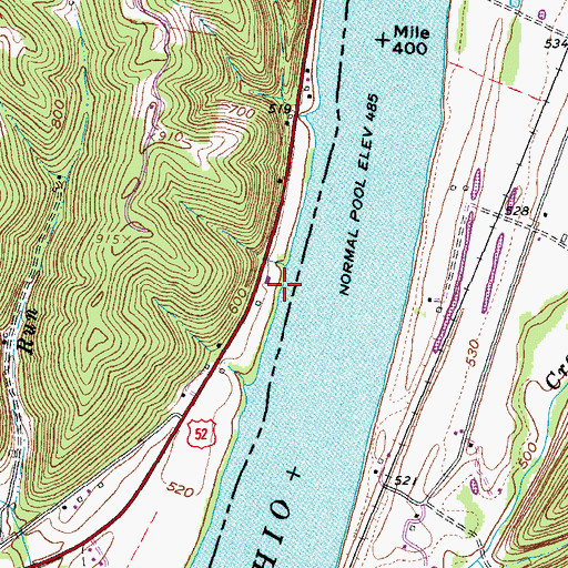 Topographic Map of Rogers Landing, OH