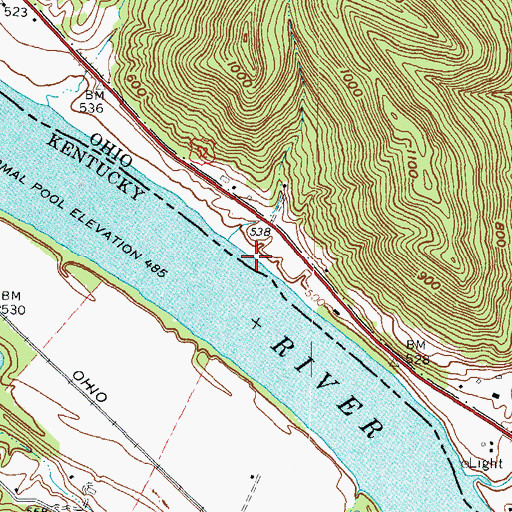 Topographic Map of Shamrock Landing, OH